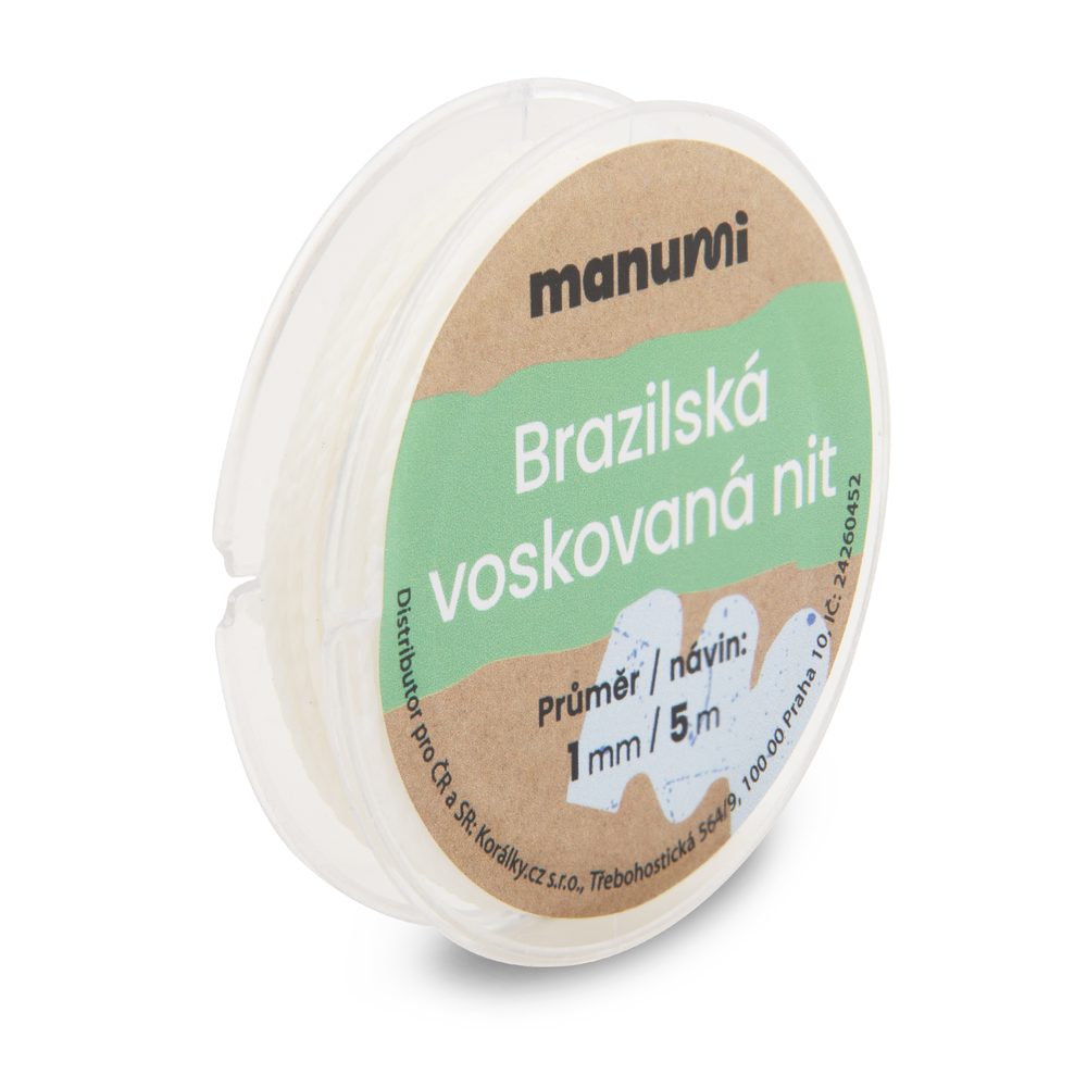 Manumi Brazilská voskovaná nit 1 mm/5m bílá - 5 ks