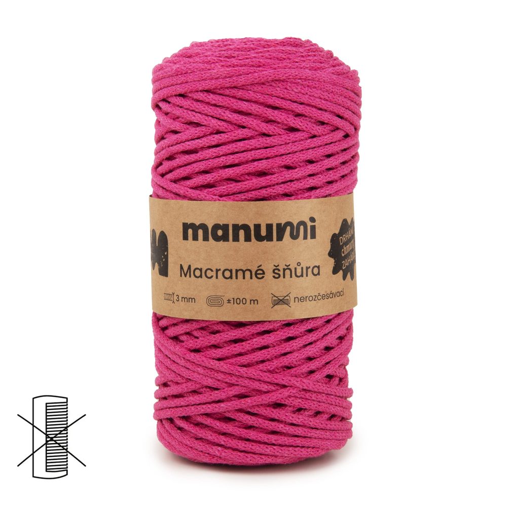 Manumi Macramé šňůra 3mm tmavě růžová - 3 ks
