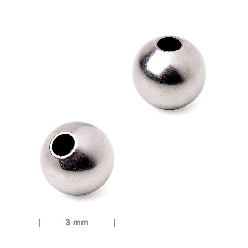 Korálek z chirurgické oceli 316L dutý 3 mm - 15 ks