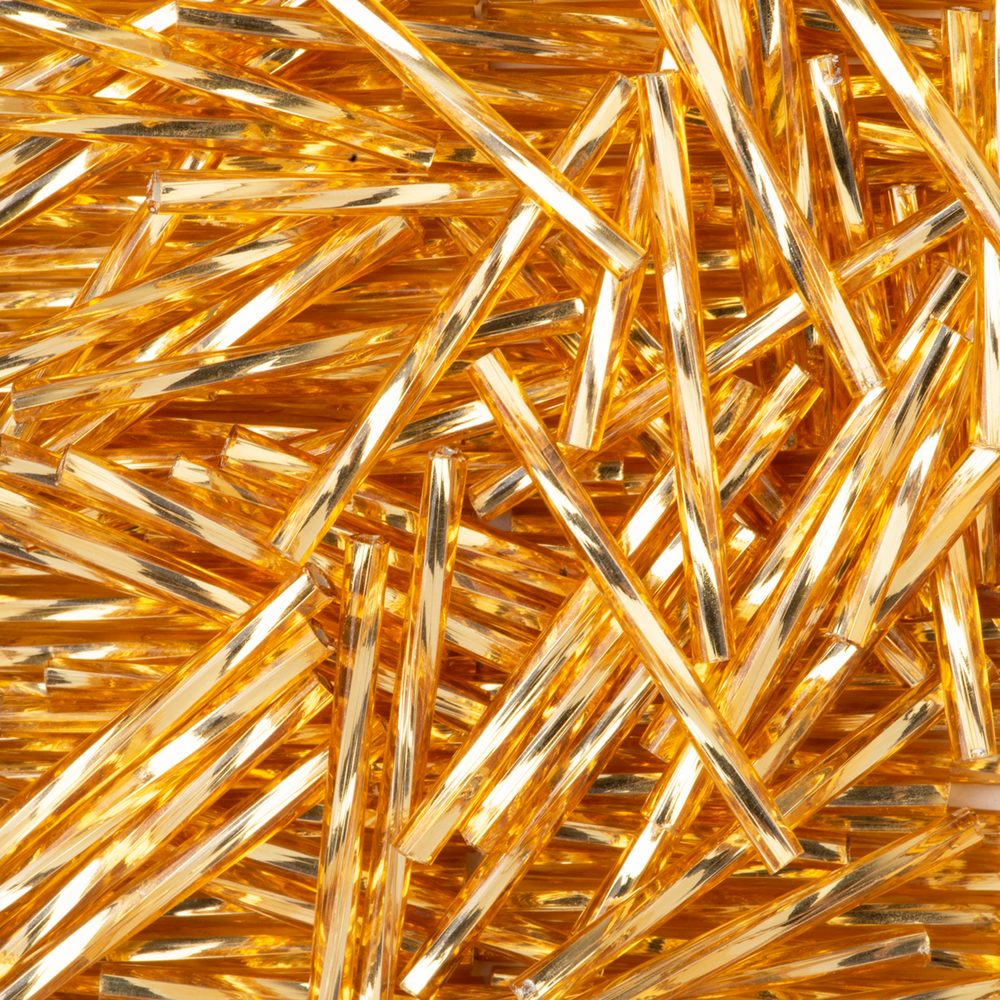 PRECIOSA ORNELA Korálky PRECIOSA skleněné trubičky kroucené 30 mm zlaté - 15 g