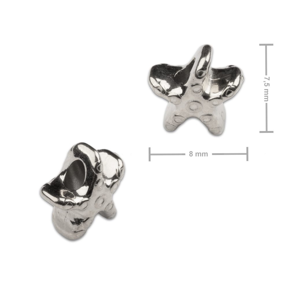 Korálek z chirurgické oceli ve tvaru mořské hvězdy 7,5 x 8 mm - 1 ks
