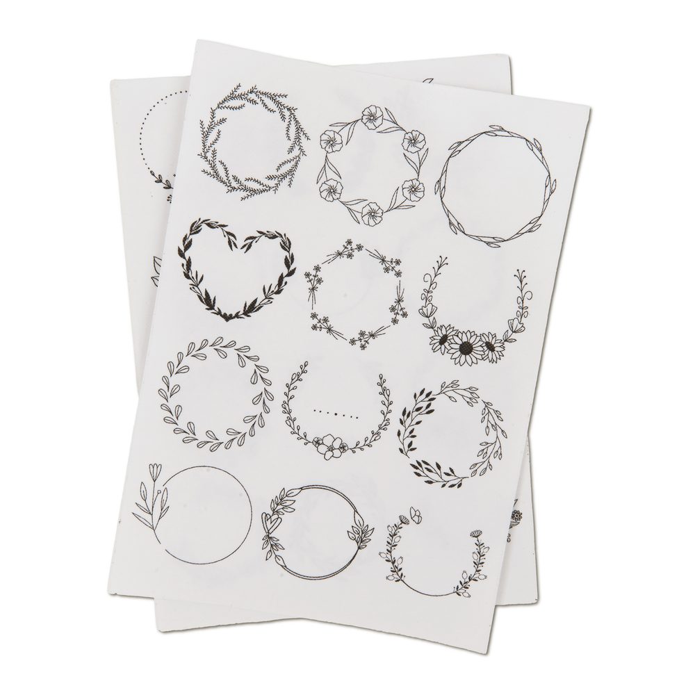 Manumi vodou rozpustný podklad na vyšívání s motivy věnců - 3 kusy