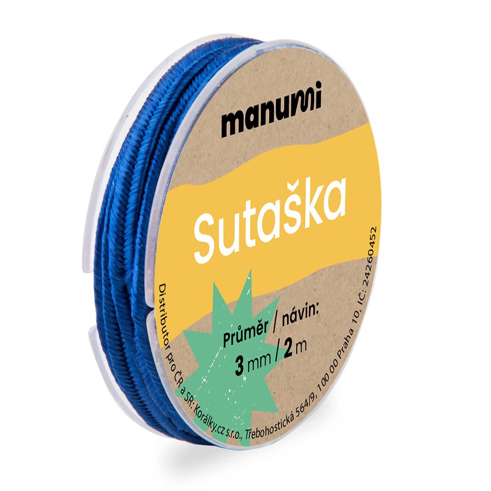 Manumi Sutaška 3mm/2m modrá - 5 ks