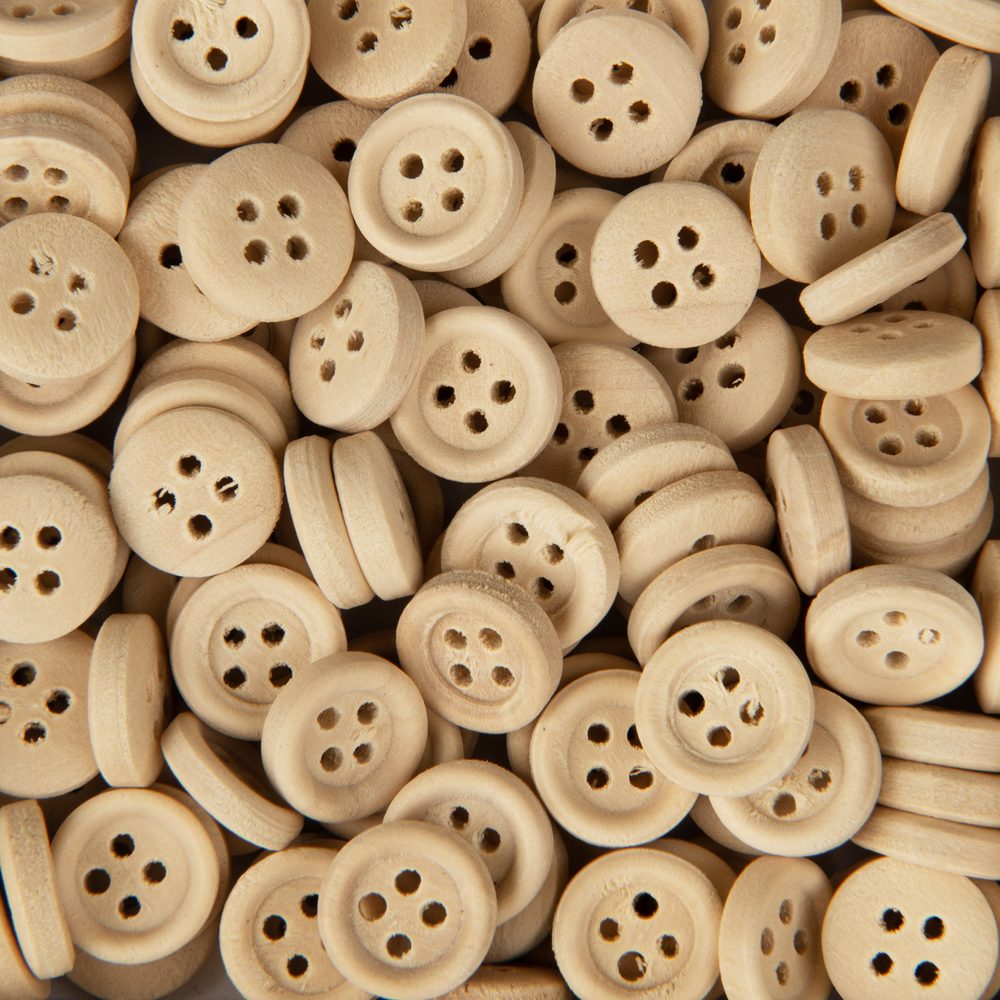 Dřevěné knoflíky 10 mm kulaté 20 ks přírodní - 5 balení