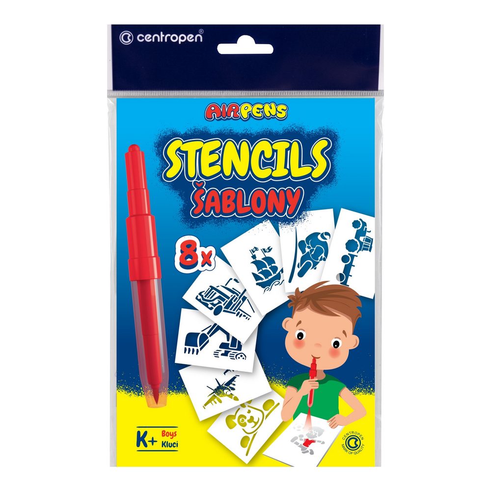 Šablona na foukací fixy Centropen pro kluky 8ks - 1 balení