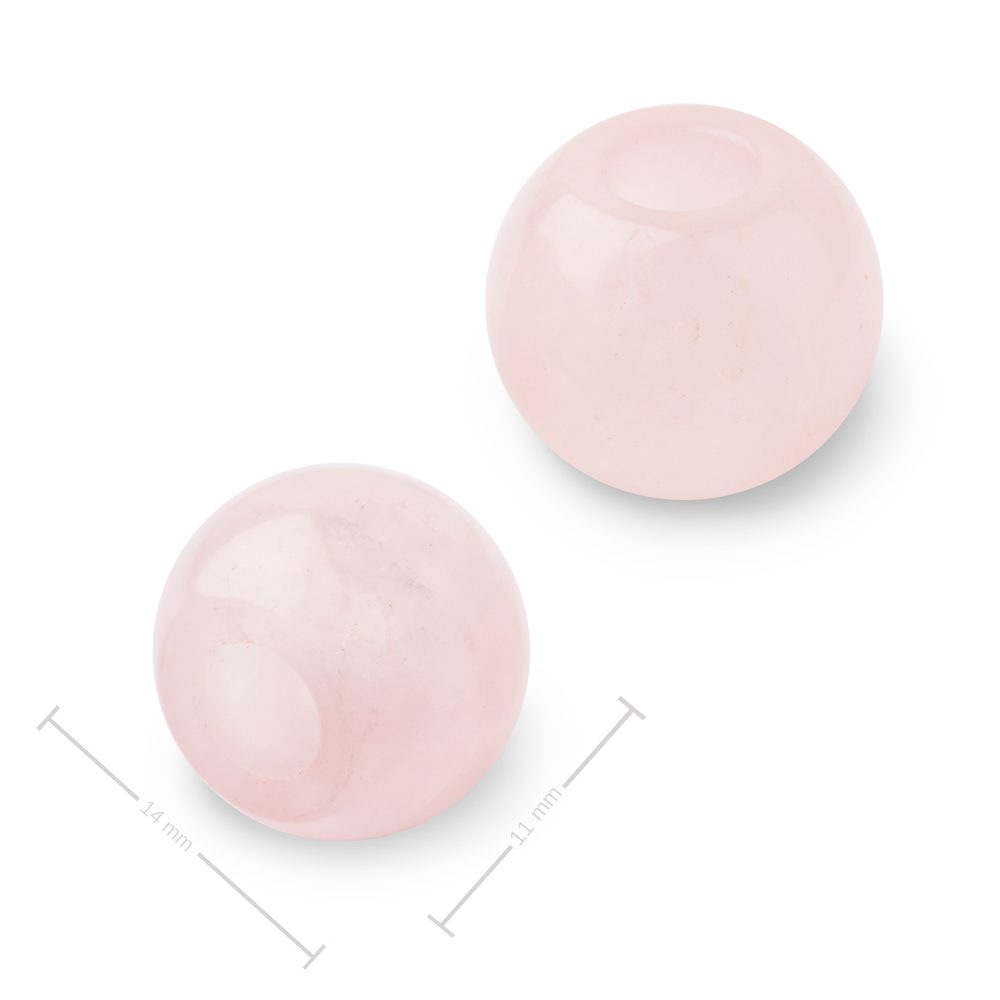 Korálek z minerálu Růženín s velkým průtahem pro Macramé 14x11 mm - 5 ks