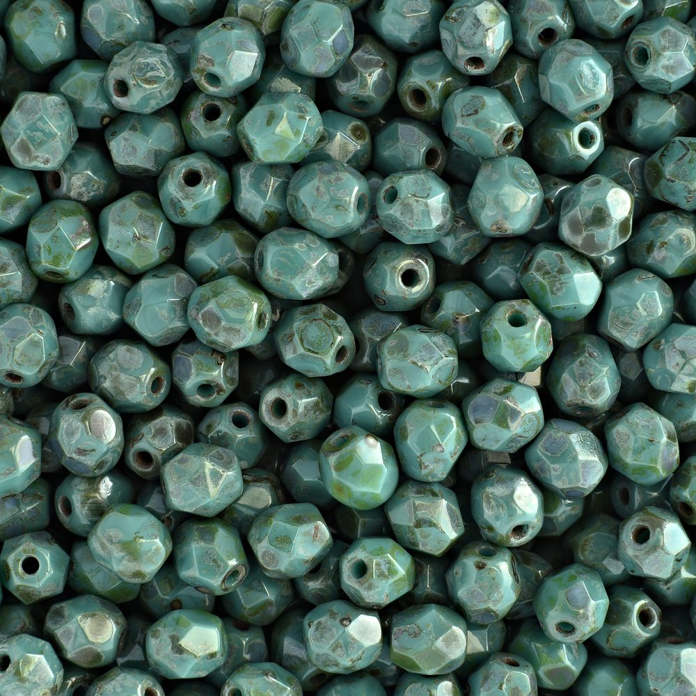 Manumi české broušené korálky 4 mm Persian Turquoise Picasso - 45 ks