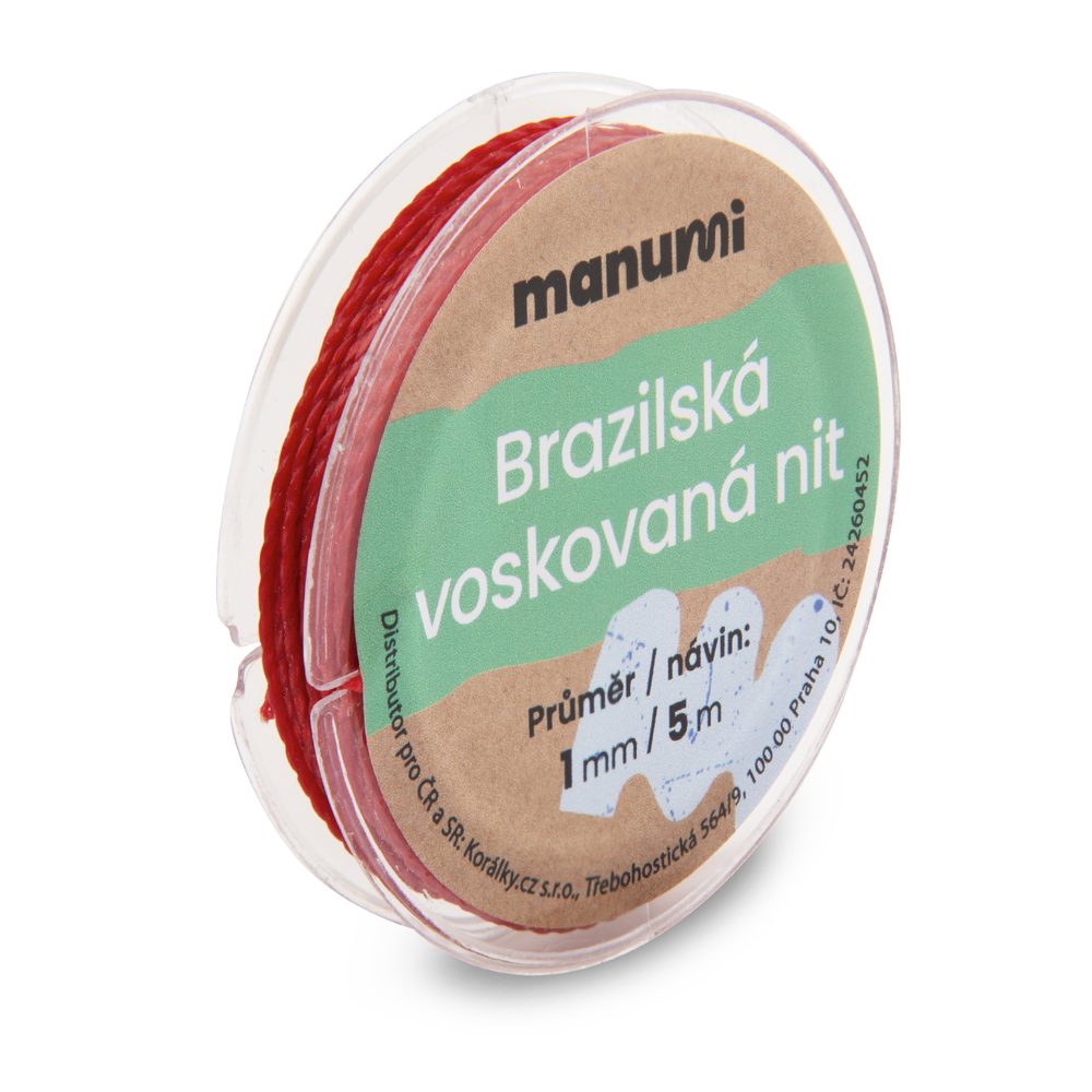 Manumi Brazilská voskovaná nit 1 mm/5m tmavě červená - 5 ks