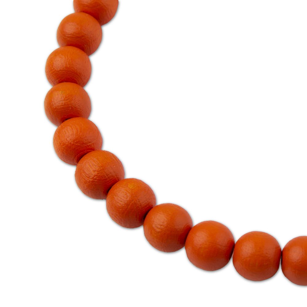 Dřevěné korálky kulička 10mm oranžová - 18 ks