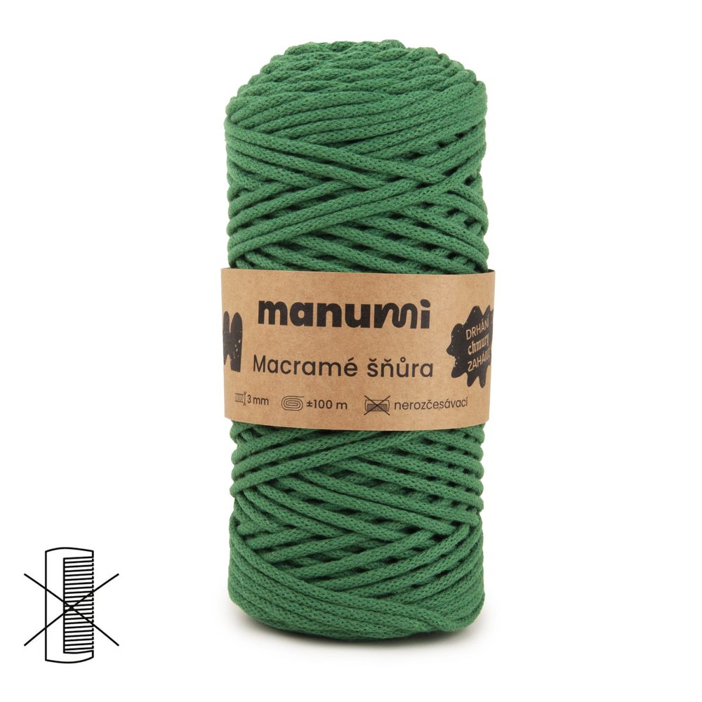 Manumi Macramé šňůra 3mm zelená - 3 ks