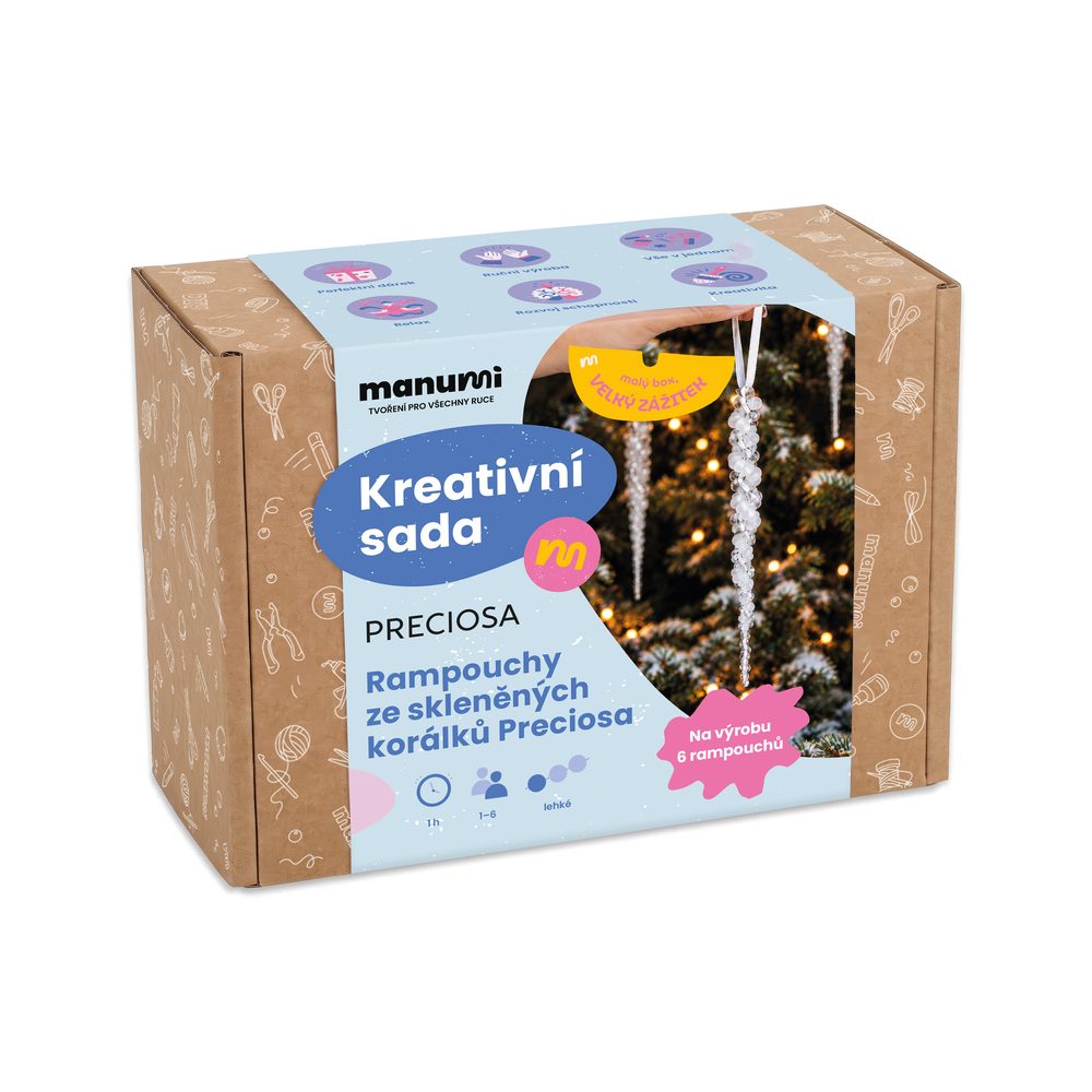 Manumi kreativní sada na výrobu rampouchů ze skleněných korálků Preciosa