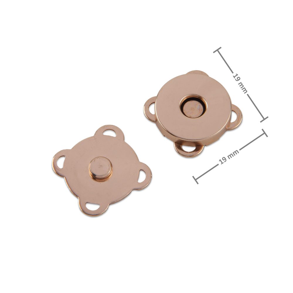 Galanterní magnetické zapínání 19 x 19 x 5,5 mm v barvě světlého růžového zlata - 3 ks