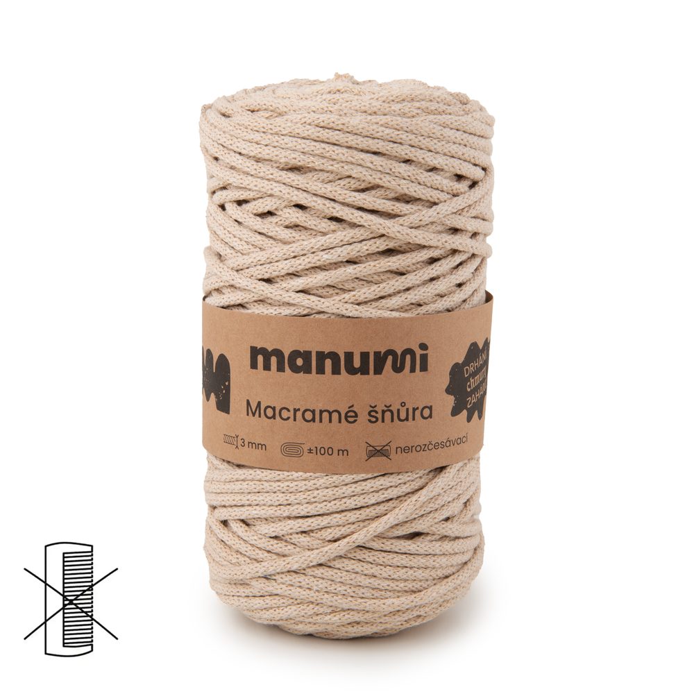 Manumi Macramé šňůra 3mm cappuccino - 3 ks