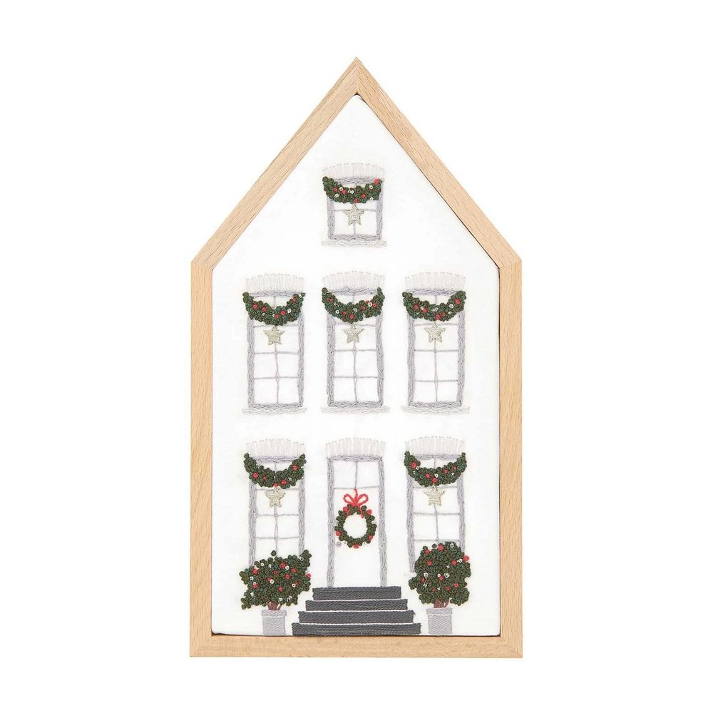 Rico Design Sada na vyšívání dekorace vánoční dům 12,5x22,5cm - 1 sada