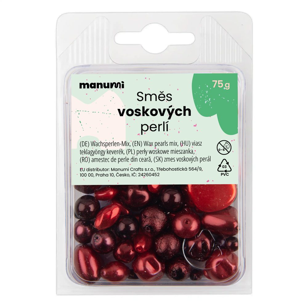 Manumi směs českých voskových perel červená - 75 g