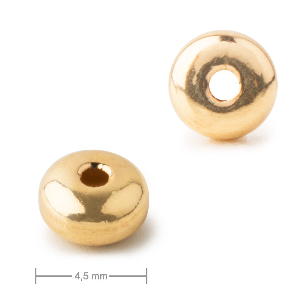 Kovový korálek donut 4,5 mm v barvě zlata - 60 ks