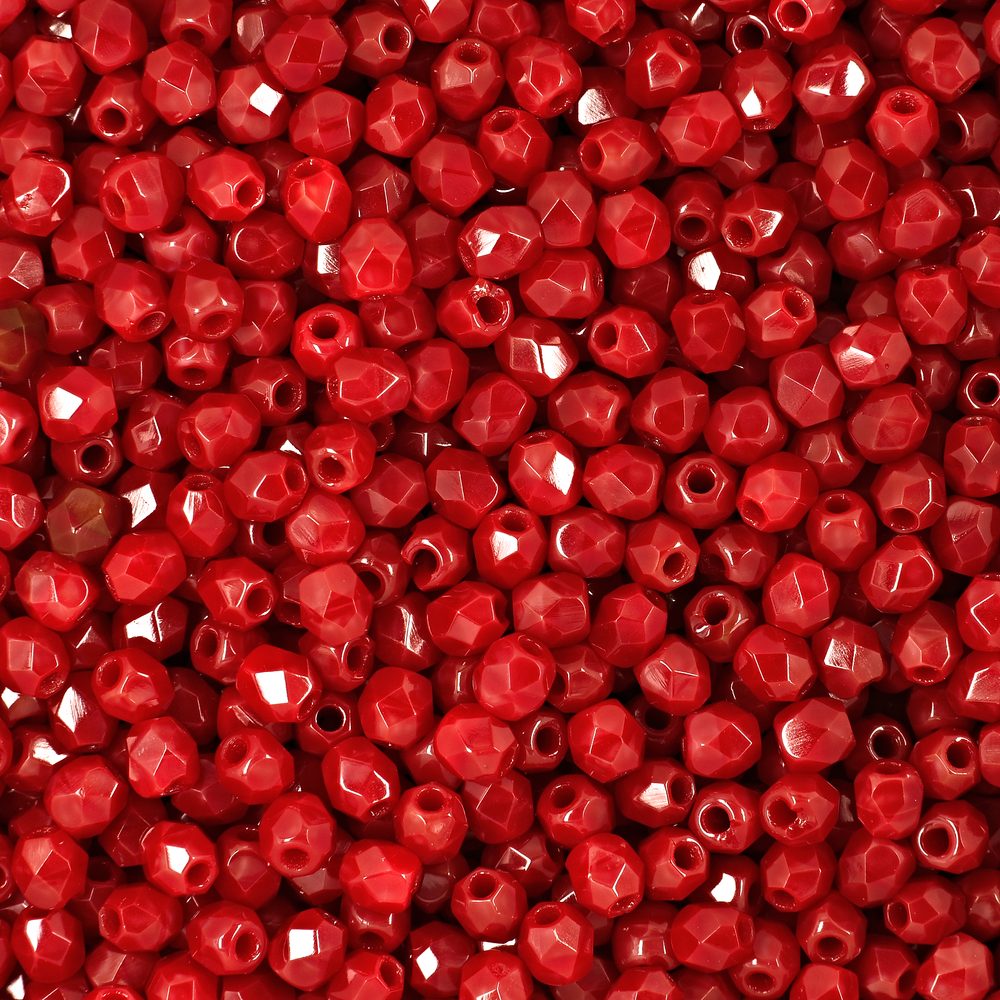 Manumi české broušené korálky 3 mm Opaque Red - 300 ks