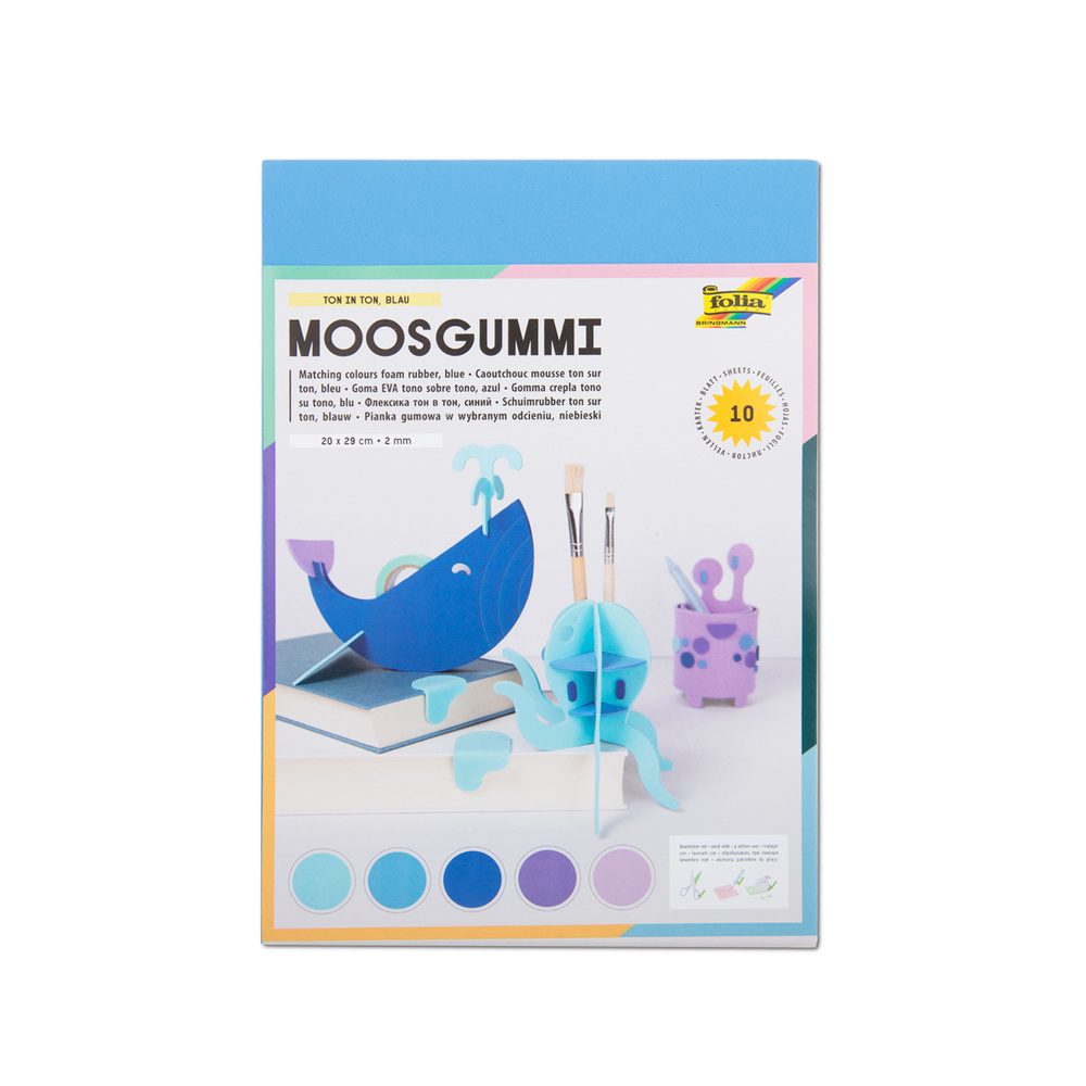 Moosgummi pěnová guma 10 listů odstíny modré - 3 balení