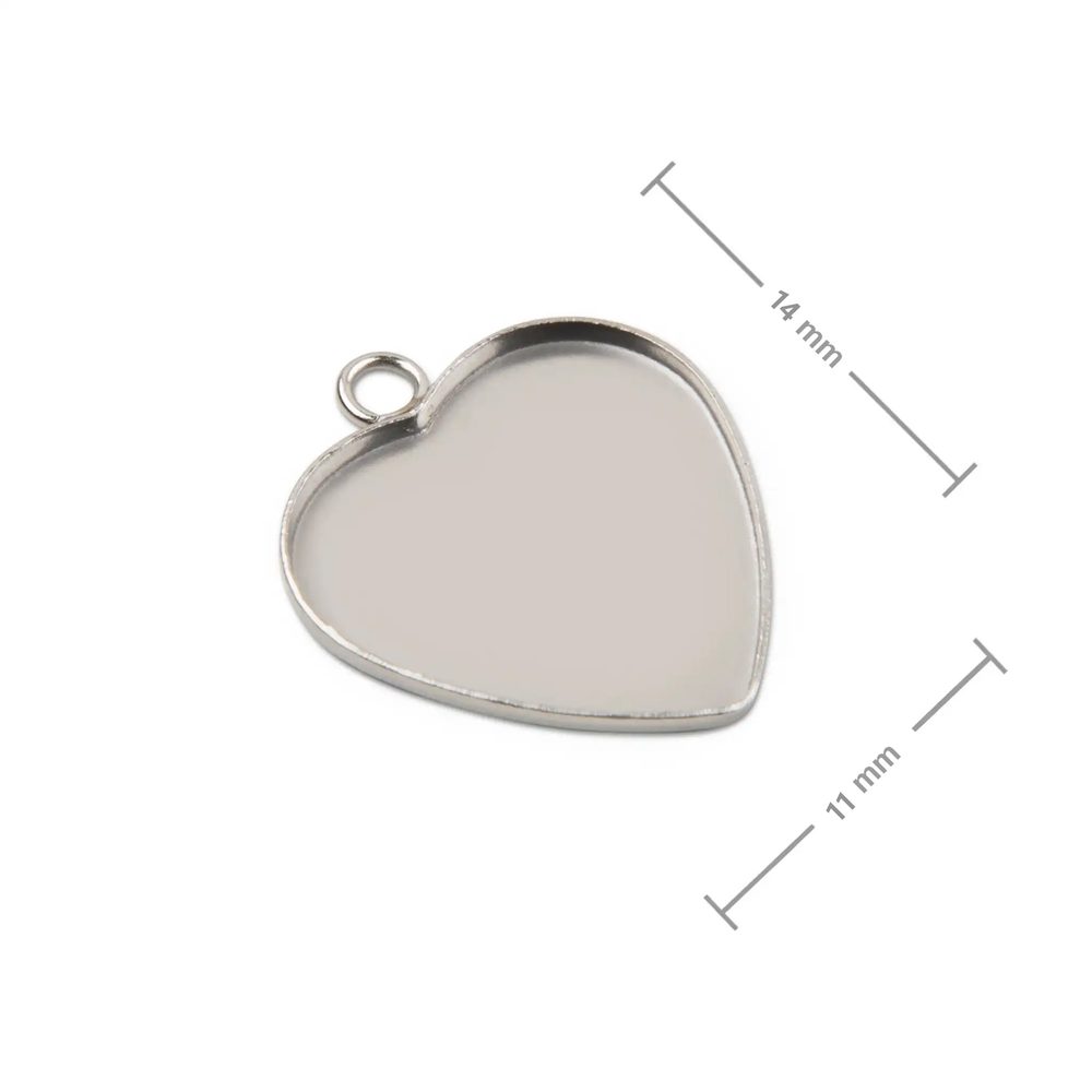 Bižuterní lůžko na přívěsek srdce 10 x 10 mm z chirurgické oceli - 20 ks