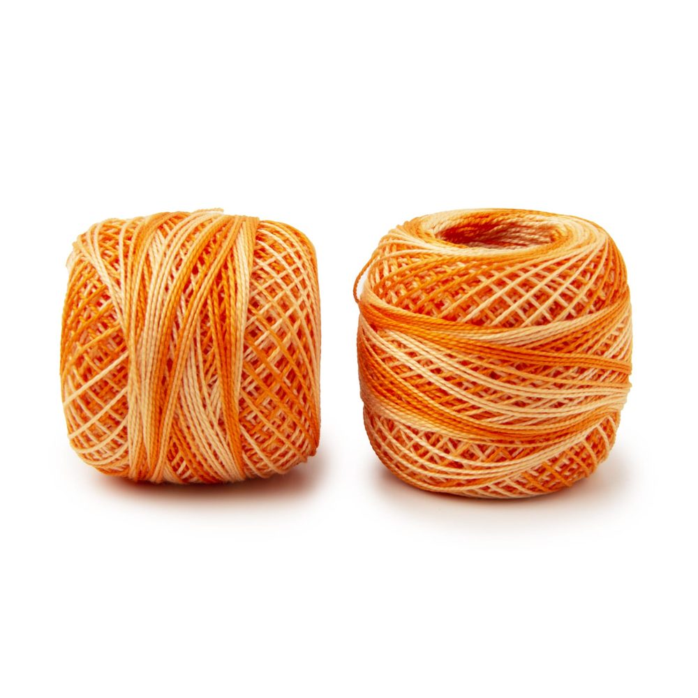 Háčkovací a vyšívací příze perlovka 85m ombre oranžová - 3 ks