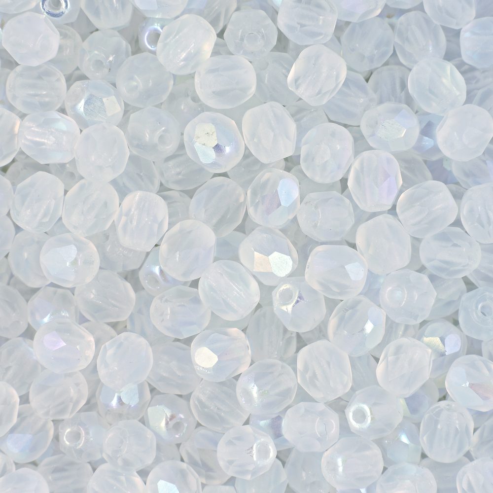 Manumi české broušené korálky 4 mm Matte Crystal AB - 45 ks