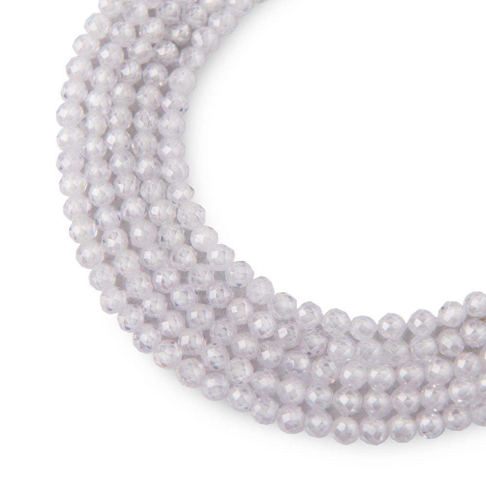 Korálky z minerálu Kubický zirkon bílý 4 mm broušené - 54 cm