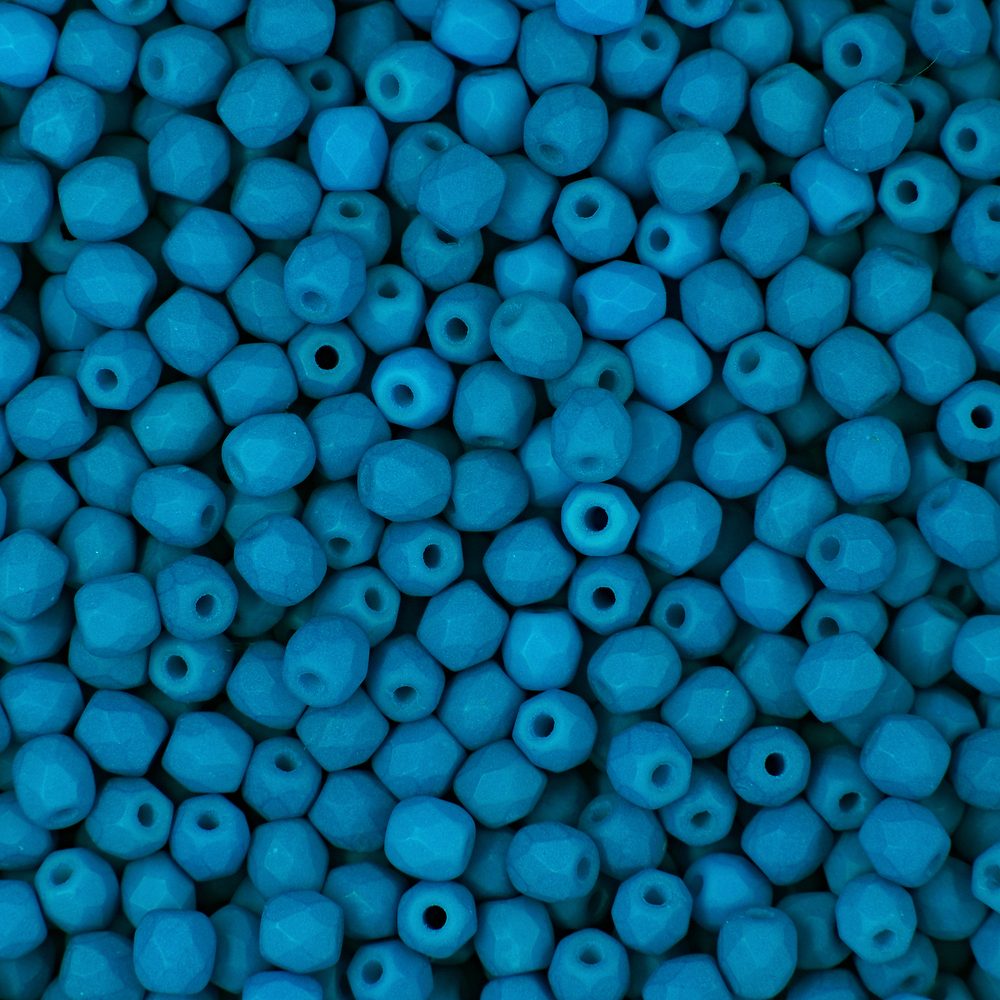 Manumi české broušené korálky 3 mm Neon Blue - 300 ks