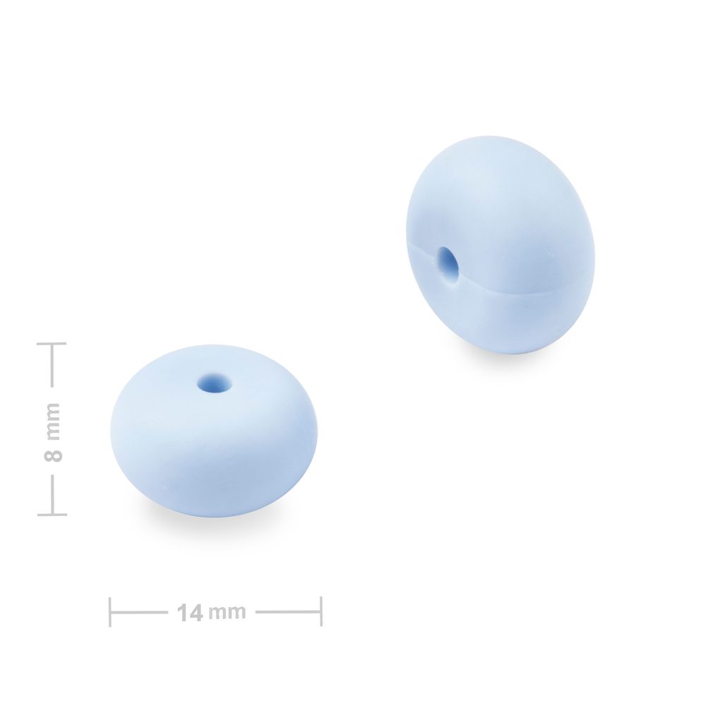 Silikonové korálky rondelky 14x8mm Pastel Blue - 20 ks