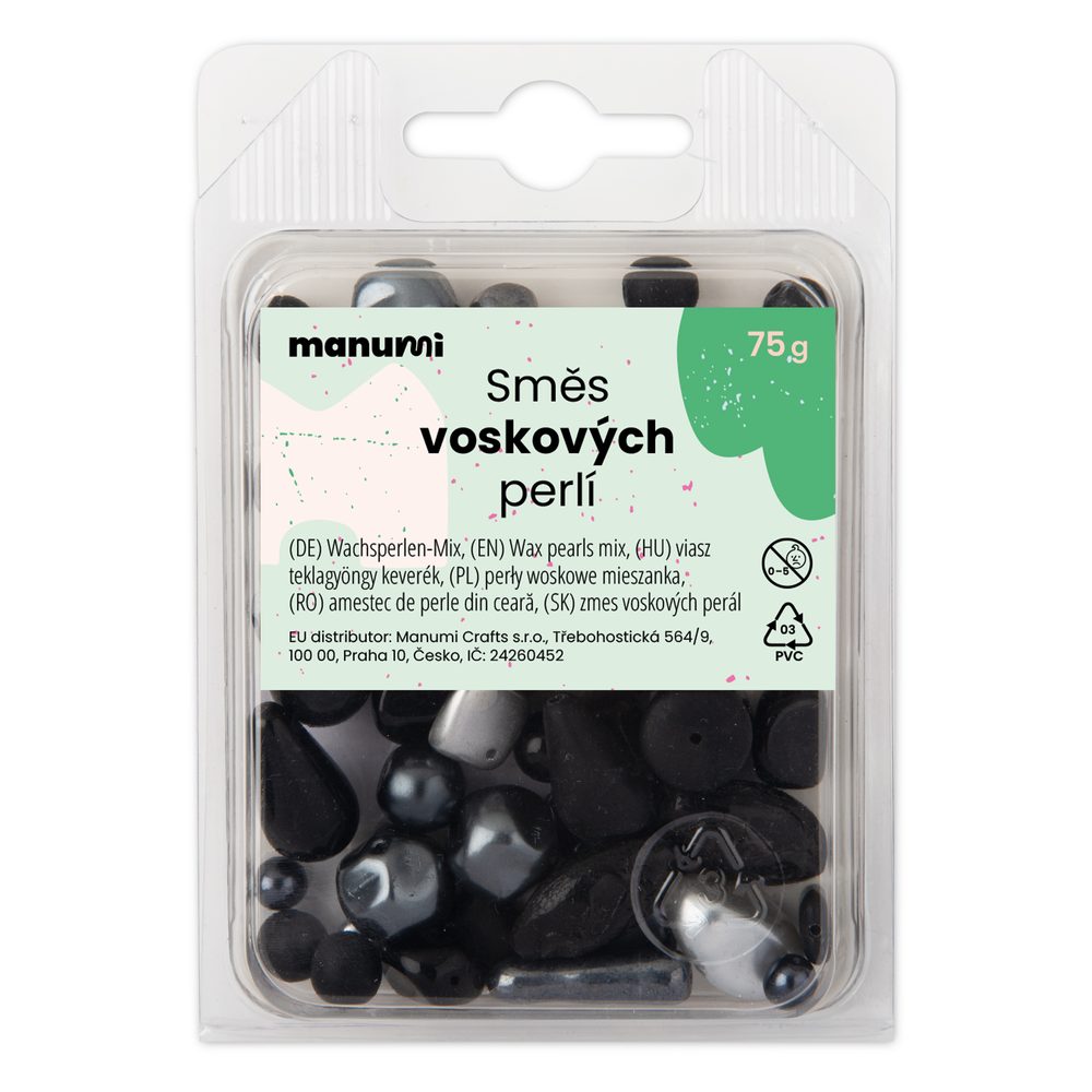 Manumi směs českých voskových perel černá - 300 g