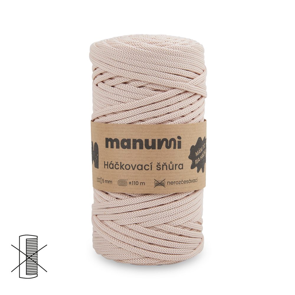 Manumi háčkovací polyesterová šňůra 5 mm slonová kost - 3 ks