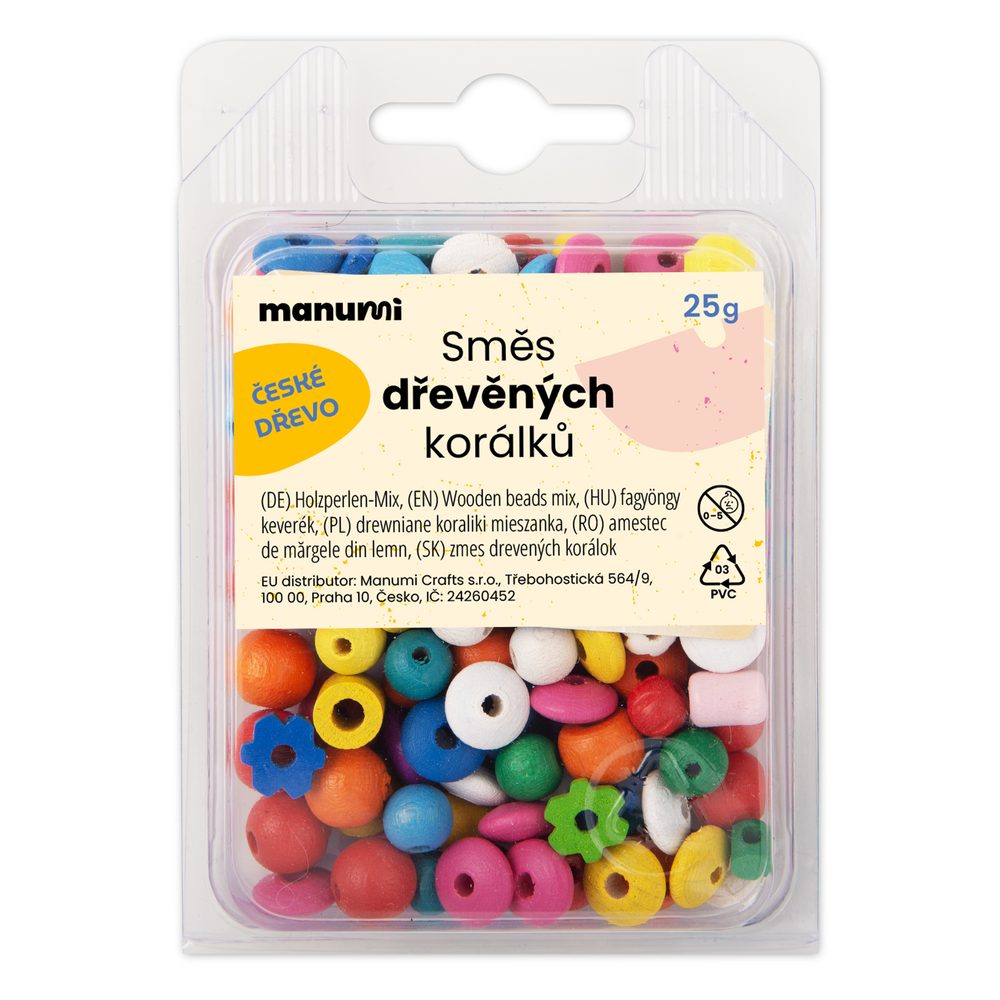 Manumi směs českých dřevěných tvarů barevná - 25 g