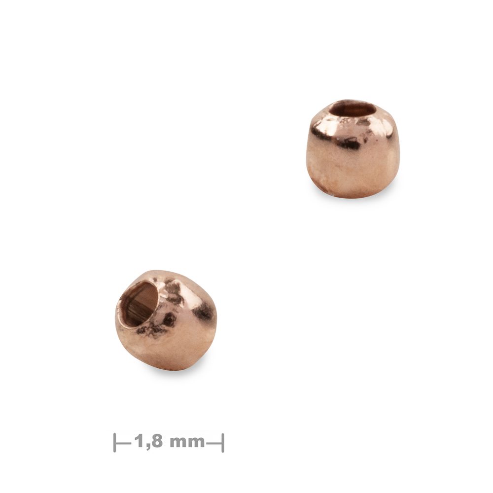 Stříbrný korálek 1,8 mm pozlacený 18K růžovým zlatem - 50 ks