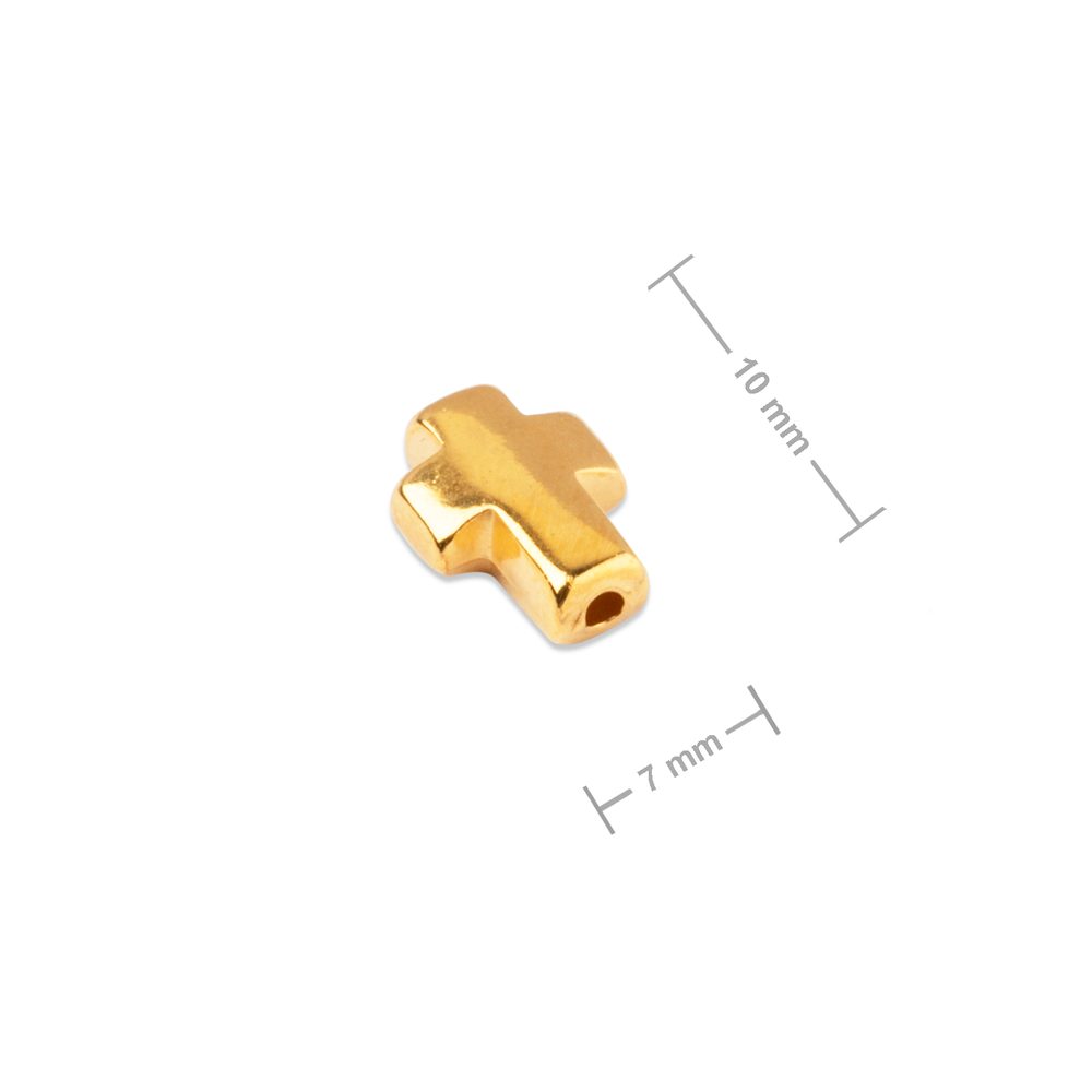 Manumi korálek kříž 10x7 mm pozlacený - 1 ks