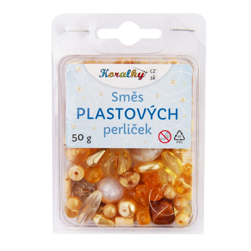 Manumi Směs plastových korálků oranžová - 50 g