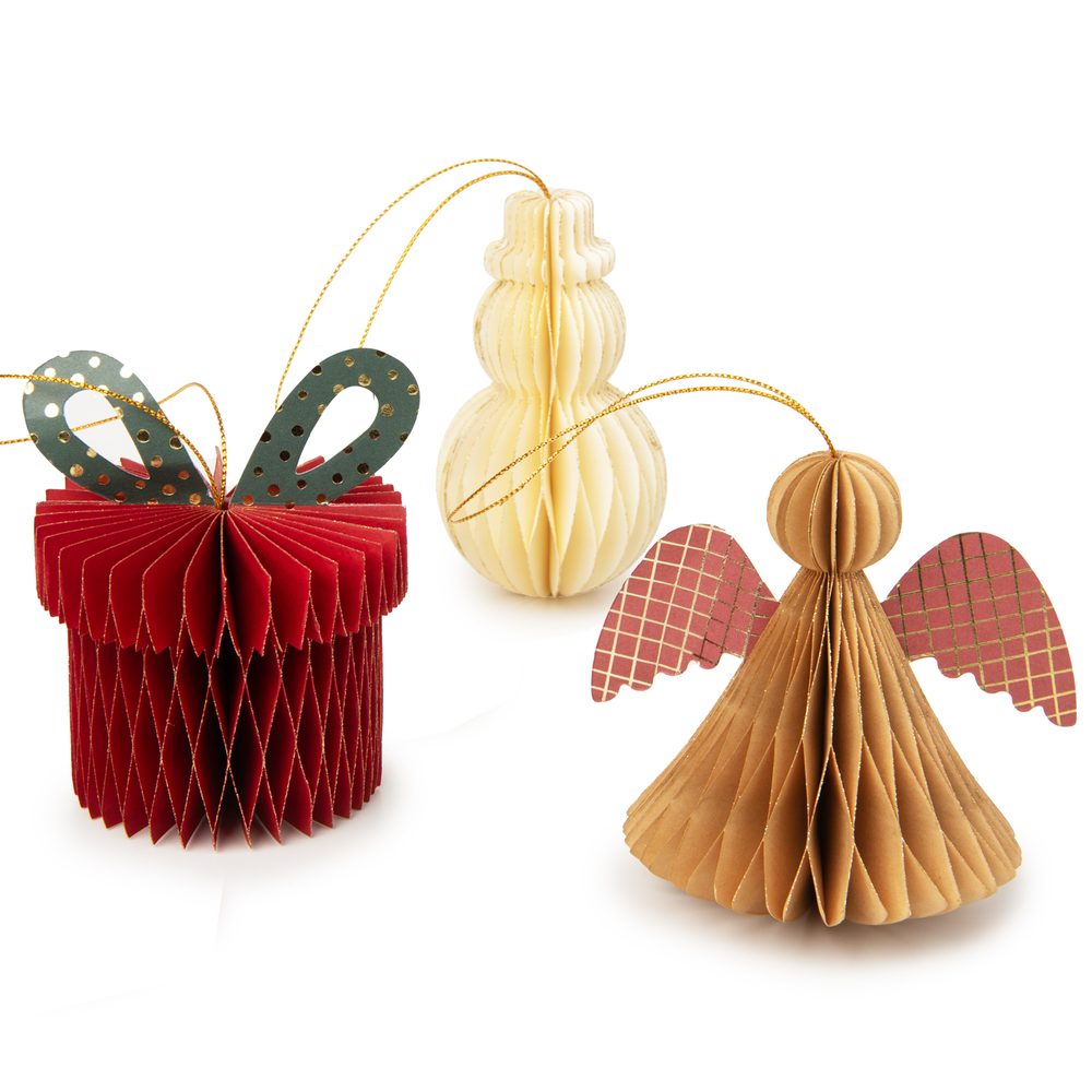 Sada 3 papírových dekorací s vánočními motivy - 3 balení