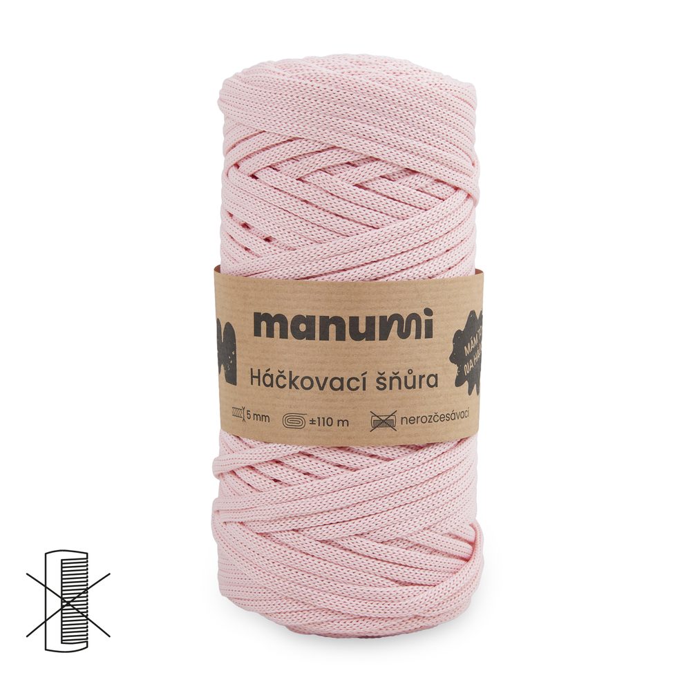 Manumi háčkovací polyesterová šňůra 5 mm světle růžová - 3 ks