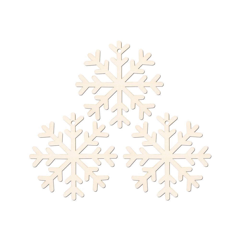 Dřevěný výřez sněhová vločka C 8cm - 9 ks