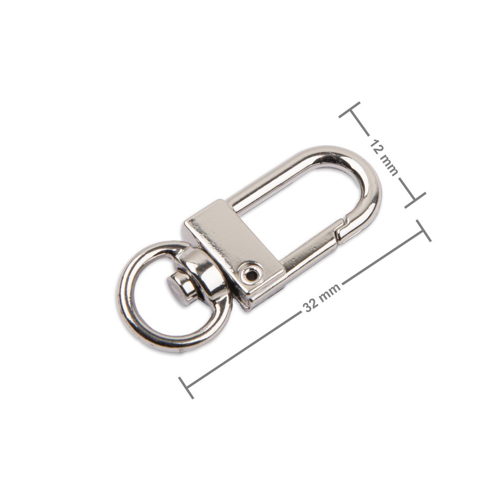 Bižuterní karabinka s otočným očkem v barvě platiny 32 mm - 5 ks