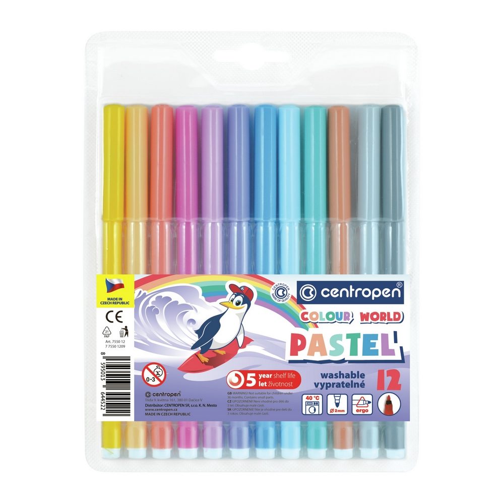 Centropen popisovače Colour World 7550 pastelové barvy sada 12ks - 1 balení