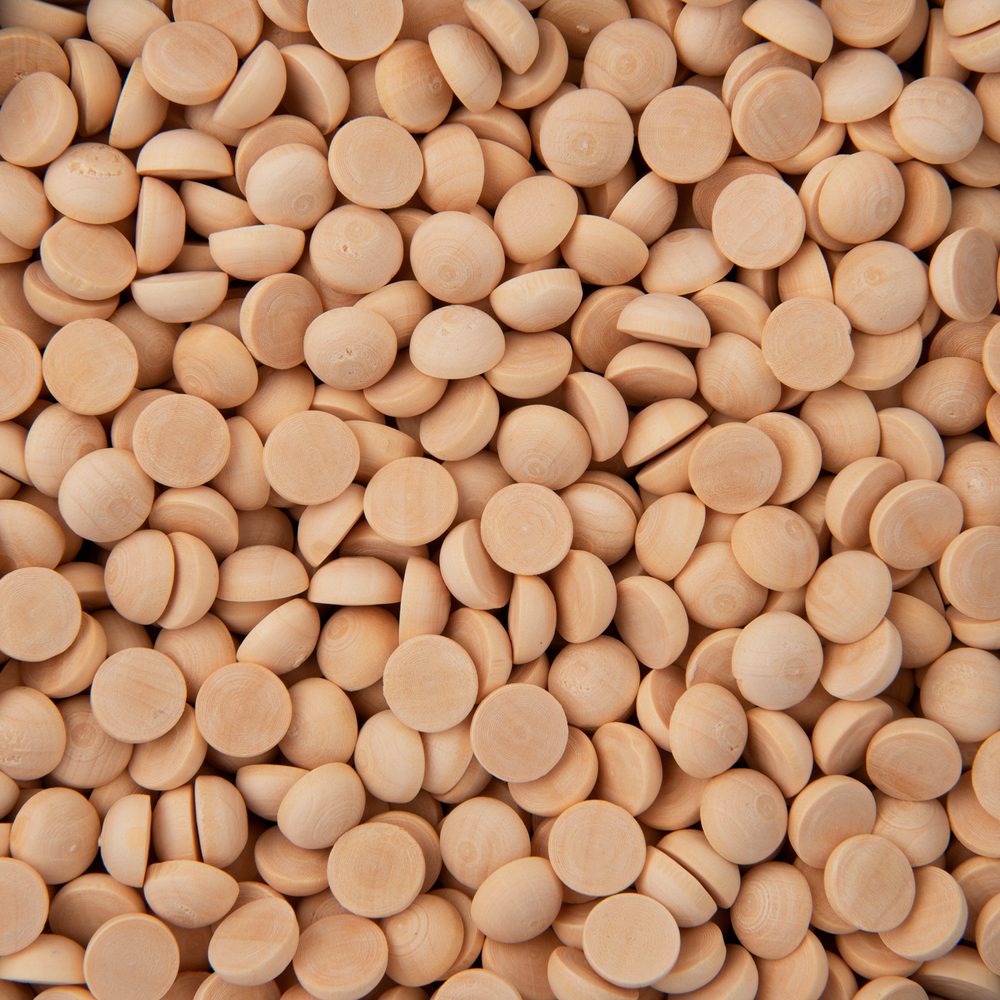 Dekorační dřevěné polokoule 12mm - 175 ks