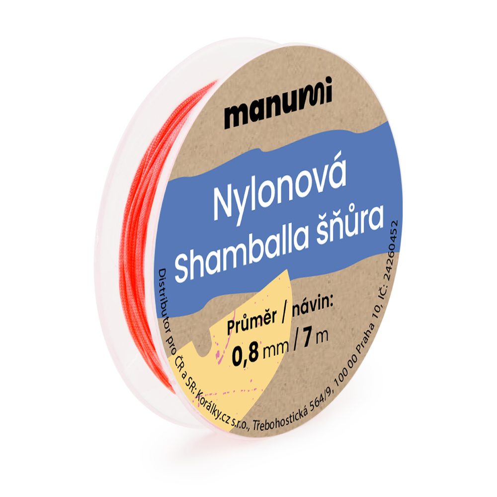 Manumi Nylonová šňůrka na Shamballa náramky 0,8 mm/7m červená č. 34 - 5 ks
