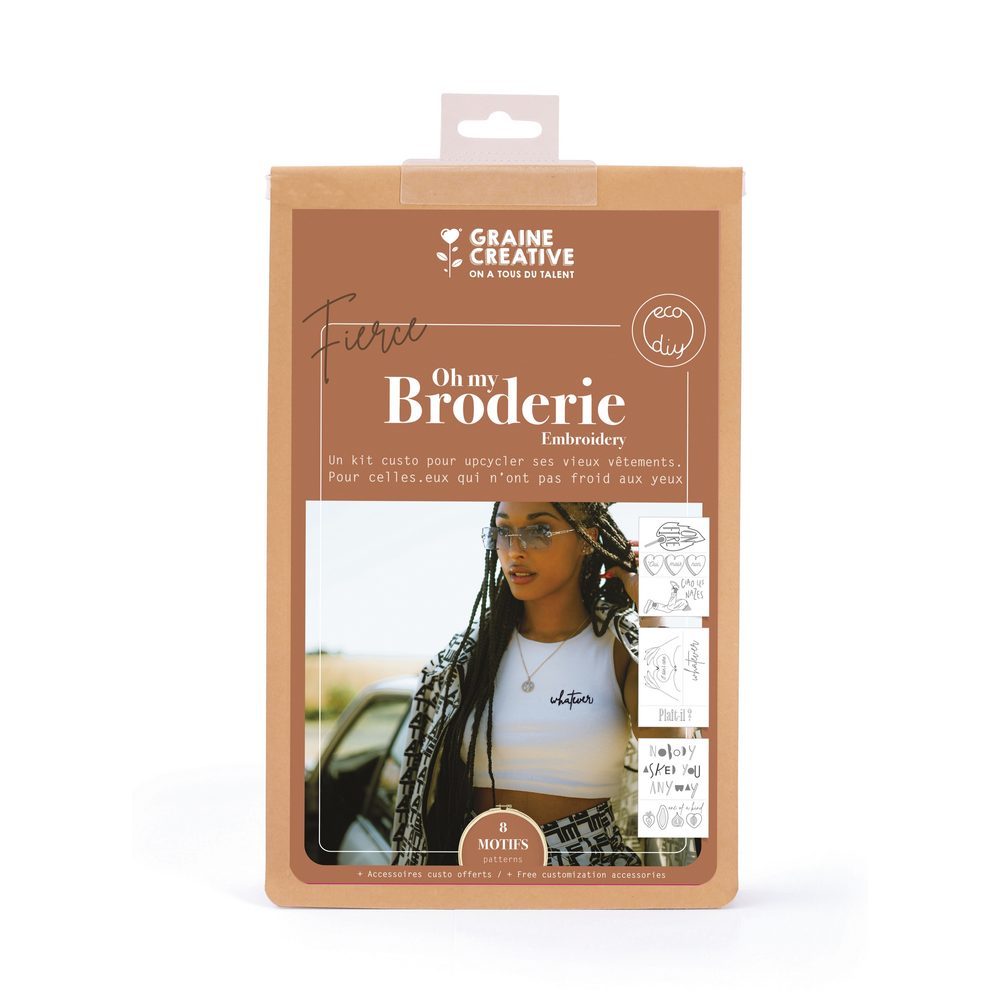 Graine Creative Sada na upcyklaci oděvů vyšíváním Be fierce - 3 sady