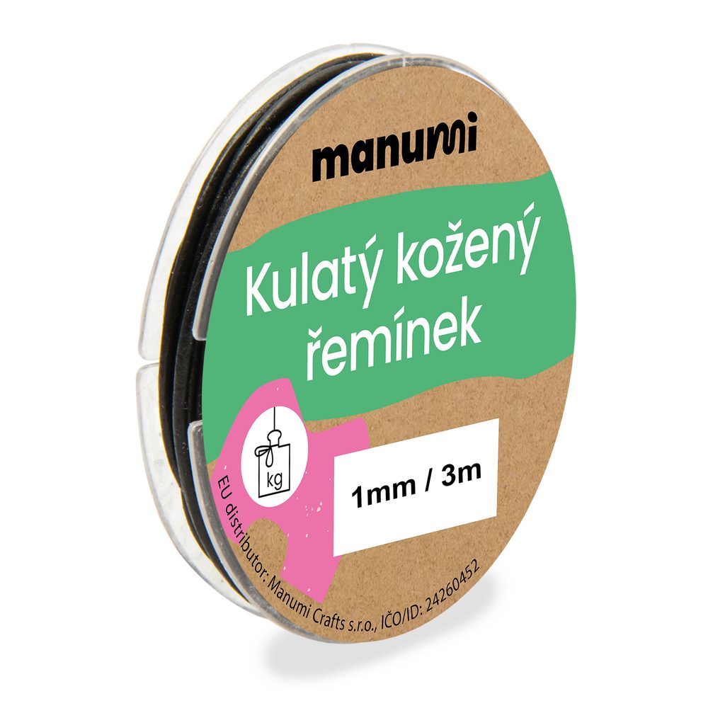 Manumi Kulatý kožený řemínek 1 mm/3m černý č. 15 - 5 ks