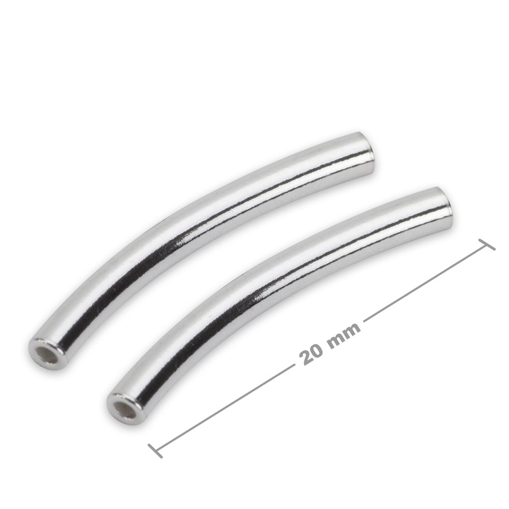 Stříbrná zahnutá distanční trubička 20 x 2 mm - 1 ks
