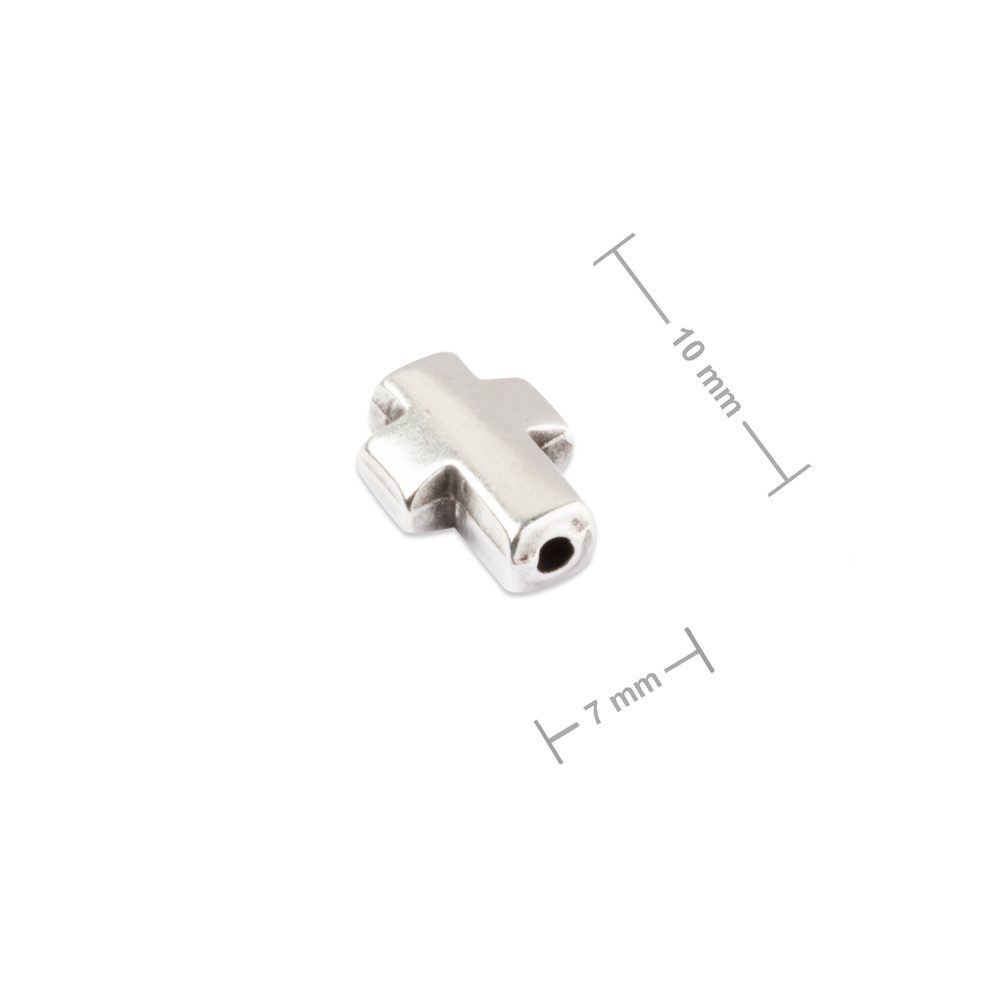 Manumi korálek kříž 10x7 mm postříbřený - 1 ks