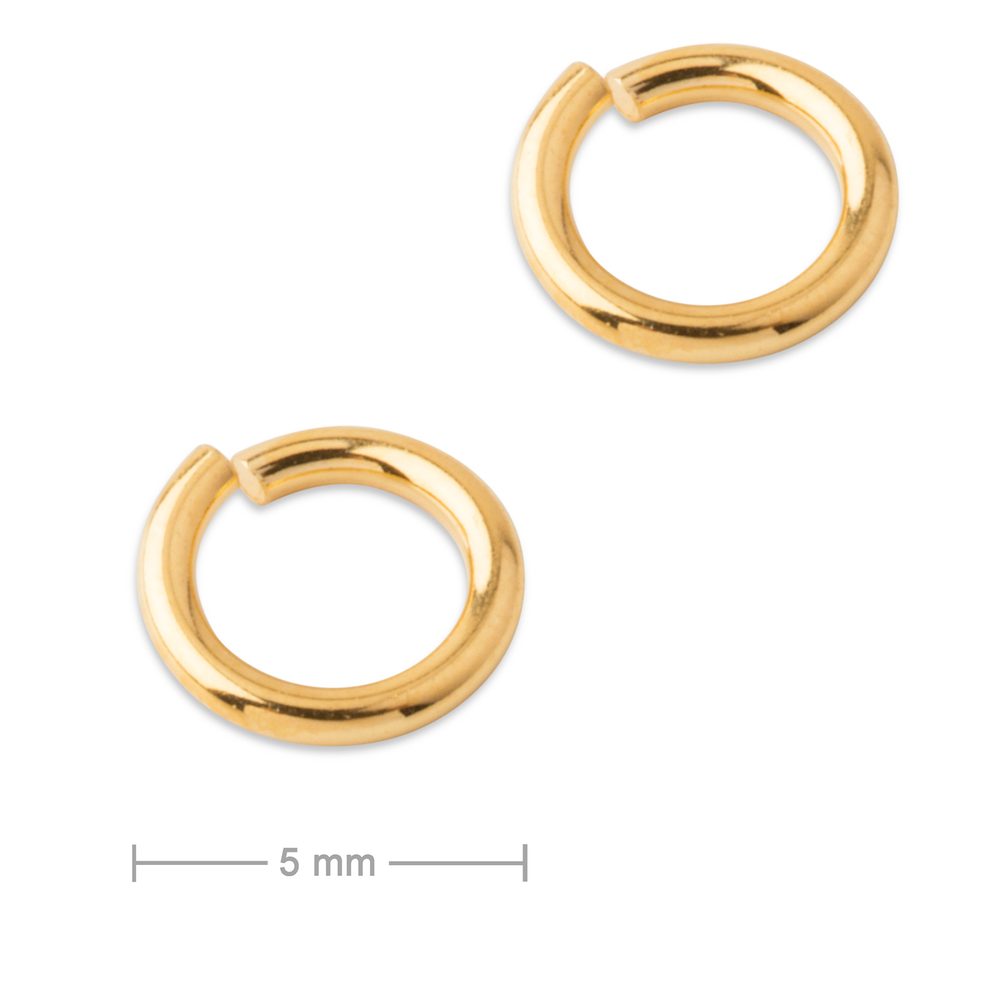 Stříbrný spojovací kroužek 5 mm pozlacený 24K zlatem - 10 ks