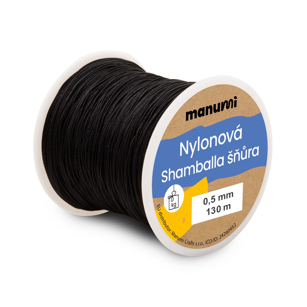 Manumi nylonová šňůrka na Shamballa náramky 0,5 mm/130 m černá - 3 ks