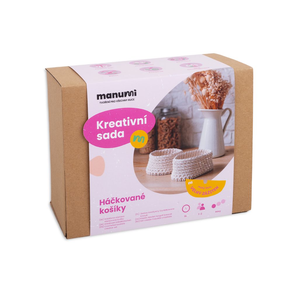 Manumi kreativní sada na výrobu háčkovaných košíků - 3 ks