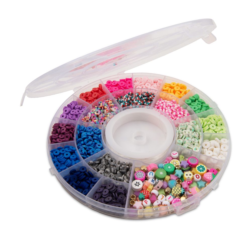 Sada heishi, polymerových a plastových korálků s elastomerem - 3 ks