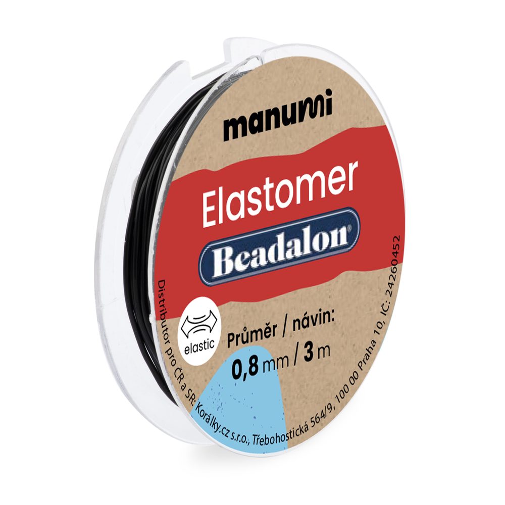 Beadalon elastomer 0,8 mm/3m černý - 5 ks